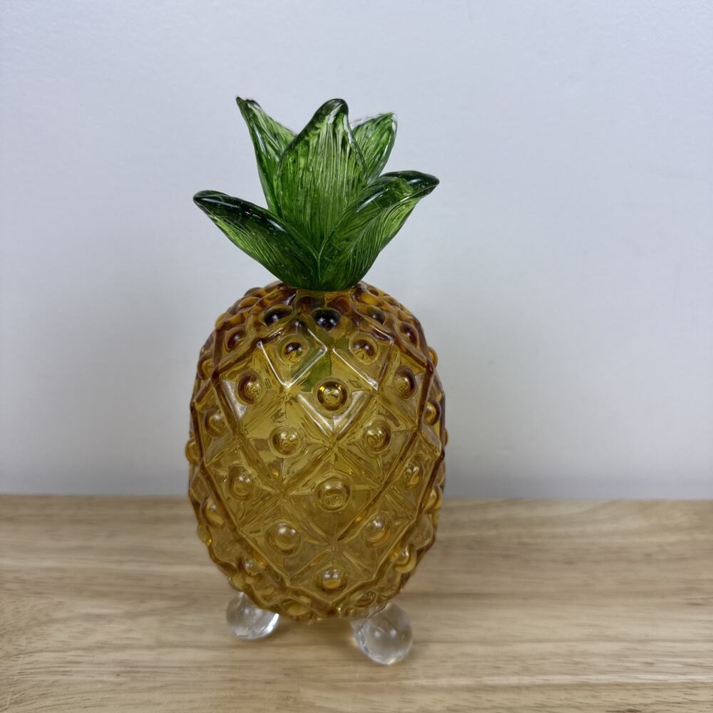 VTG Fenton Pineapple Egg 3 Toed Footed Amber Honey Art Glass 7” Read
